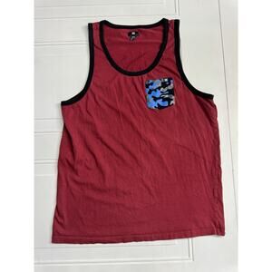 DC Shoes Tank Top Mens L Maroon Camo Pocket Sleeveless Shirt Skateboarding